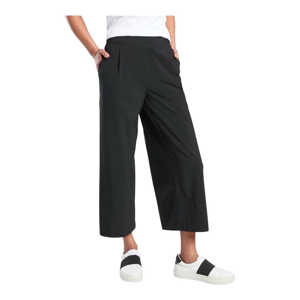 Athleta Brooklyn Wide Leg Crop Pants Black 2 Women